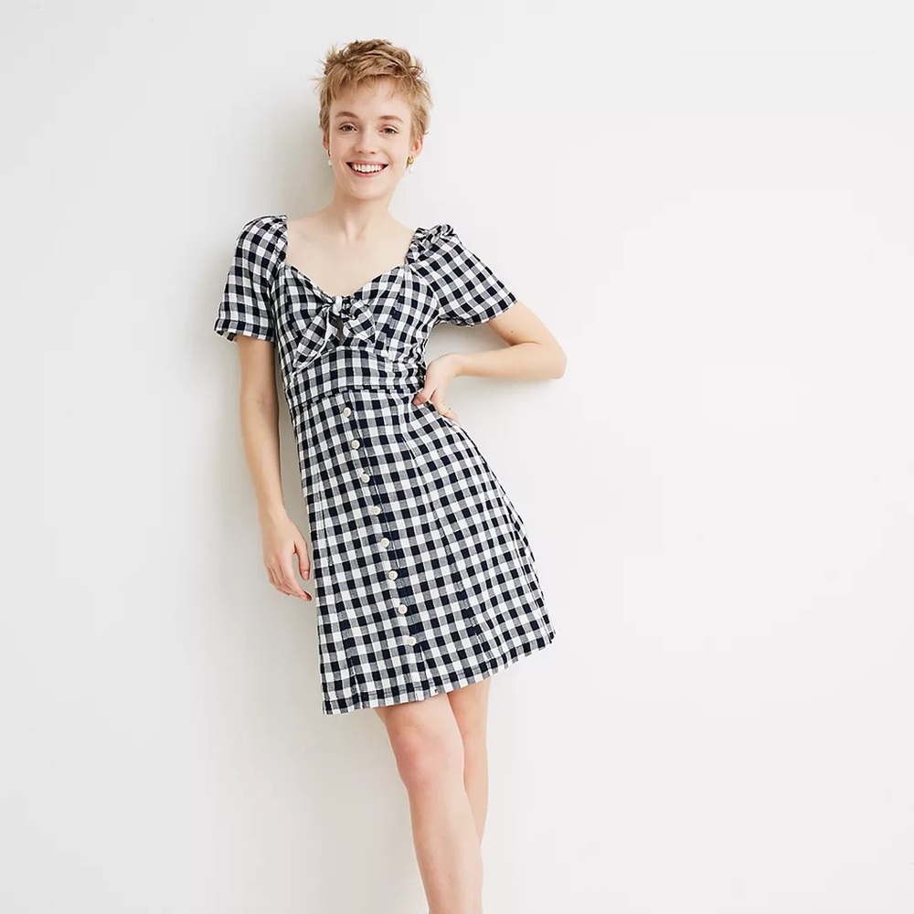 Madewell Gingham Dress with tie front